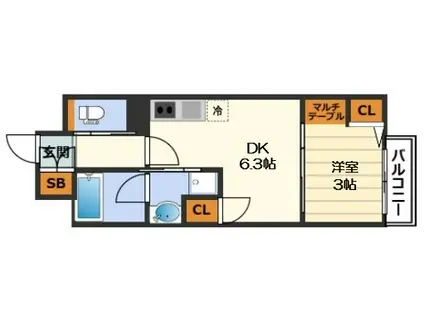 アーバネックス大阪天満宮II(1DK/7階)の間取り写真