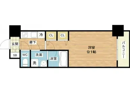 セイル淀屋橋(1K/11階)の間取り写真