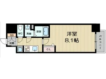 サムティ上新庄レジデンス(1K/8階)の間取り写真