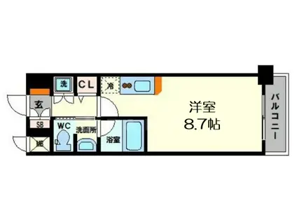エヴァステージ梅田ウエスト(1K/2階)の間取り写真