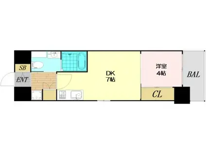 LA CASA 玉造(1DK/5階)の間取り写真