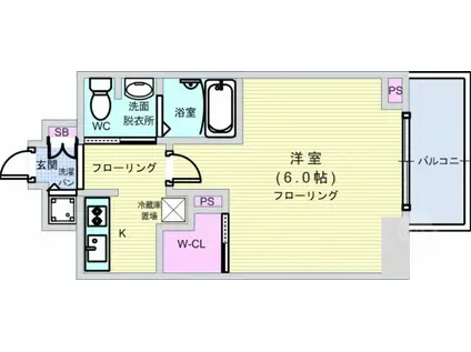 エスリード阿波座サウスプレイス(1K/7階)の間取り写真