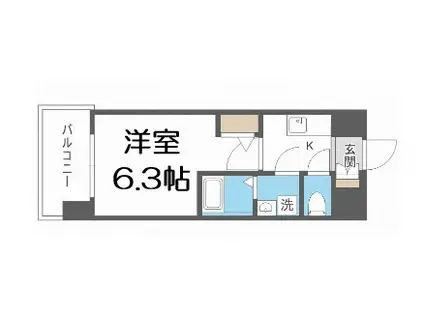 エスリードレジデンス大阪福島シティウエスト(1K/11階)の間取り写真