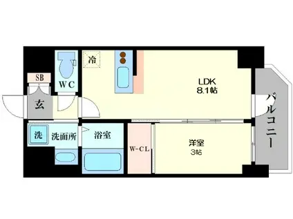 セレニテ福島アリア(1LDK/14階)の間取り写真