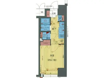 プレサンス中之島グラシア(1K/14階)の間取り写真