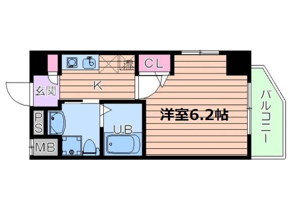 エイペックス京町堀2(1K/9階)の間取り写真
