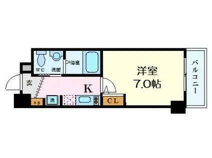 セレニテ本町グランデ(1K/7階)の間取り写真