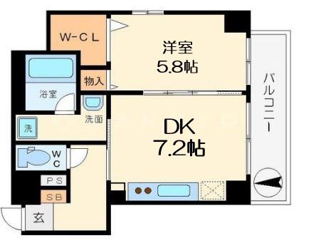 ALIVIO新町(1DK/7階)の間取り写真
