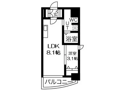 ラシーヌ日本橋(1LDK/13階)の間取り写真