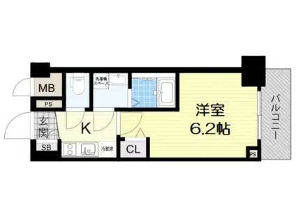 エスリード難波グレイス(1K/6階)の間取り写真