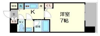 エグゼ難波南Ⅴ(1K/6階)の間取り写真