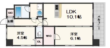 スプランディッド梅田グランノース(2LDK/3階)の間取り写真