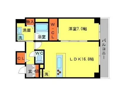 BRAVI南堀江(1LDK/12階)の間取り写真