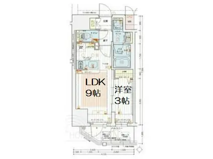 エステムコート堺筋本町(1LDK/14階)の間取り写真
