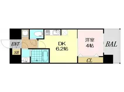スプランディッド中之島ウエスト(1DK/11階)の間取り写真