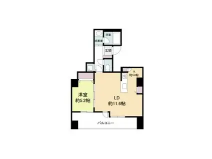 クロスレジデンス大阪新町(1LDK/11階)の間取り写真