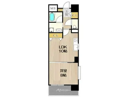 CITY SPIRE桜川Ⅰ(1LDK/3階)の間取り写真