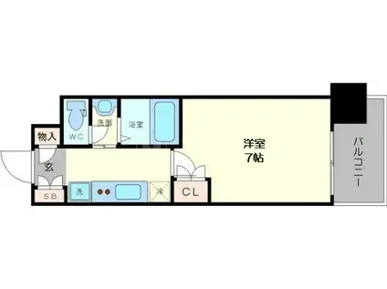 クレストコート靱公園(1K/11階)の間取り写真