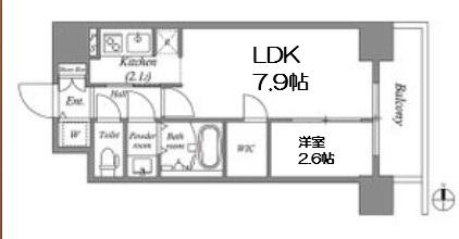 セレーノ南森町(1LDK/7階)の間取り写真