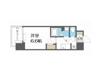 エステムコート四天王寺夕陽丘Ⅱ(1K/2階)の間取り写真