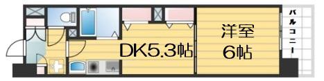 エスリード天満橋(1DK/3階)の間取り写真