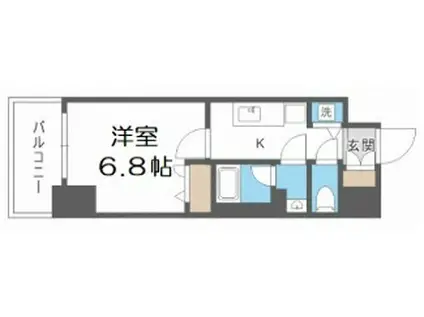 ラヴ心斎橋ウエスト(1K/13階)の間取り写真