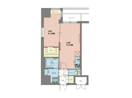 VINOプレジオ本町(1LDK/2階)の間取り写真