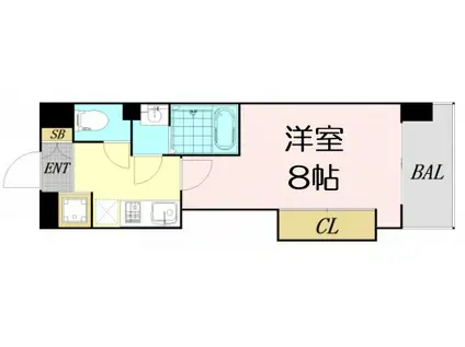 LUXE難波西Ⅱ(1K/15階)の間取り写真