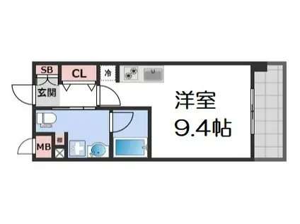 アーバンフラッツ上町(ワンルーム/9階)の間取り写真