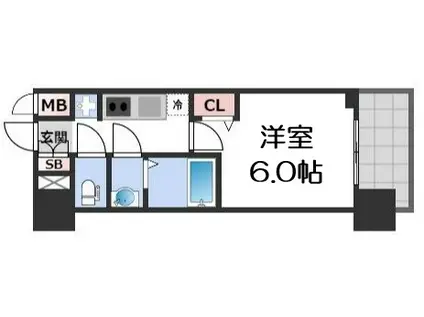 プレサンス四天王寺前夕陽ヶ丘 凛宮(1K/10階)の間取り写真