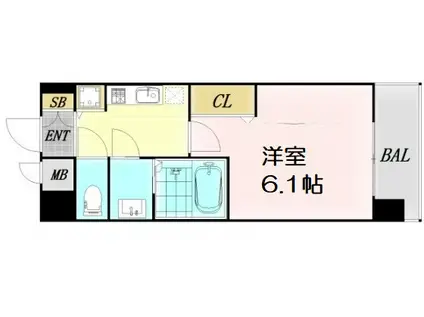 プレサンス梅田北ザ・ライブ(1K/6階)の間取り写真