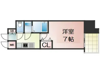 レシオス大阪城公園(1K/6階)の間取り写真