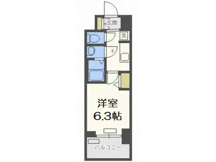 プレサンス大手前ピリオド(1K/12階)の間取り写真