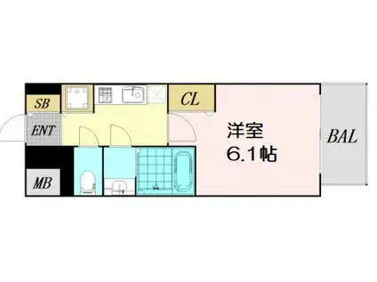 プレサンス扇町駅前(1K/11階)の間取り写真