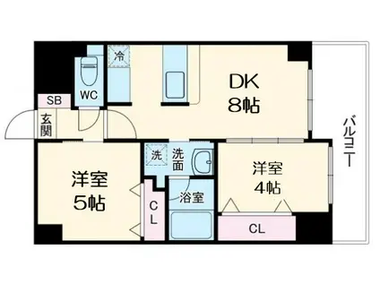 アーデンタワー本町イースト(2DK/4階)の間取り写真