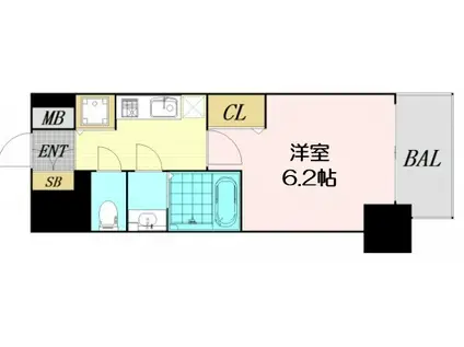 プレサンス扇町駅前(1K/3階)の間取り写真