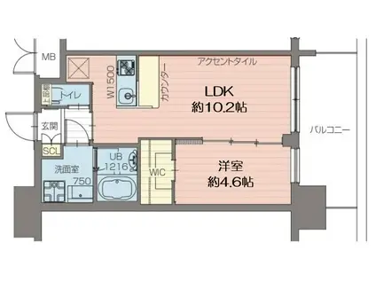 プレジオ阿波座(1LDK/12階)の間取り写真