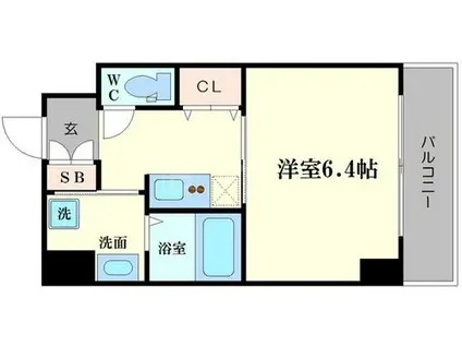 クレビオス難波イースト(1K/8階)の間取り写真