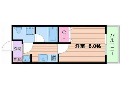 レオンコンフォート難波(1K/6階)の間取り写真