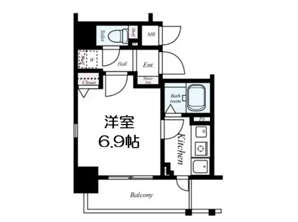 アスヴェル東本町(1K/6階)の間取り写真
