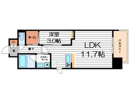 セレニテフラン谷町四丁目(1LDK/2階)の間取り写真