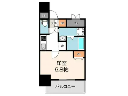 ルーエ本町(1K/9階)の間取り写真