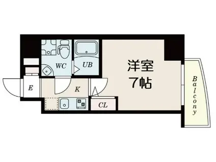 セレニテ上町台(1K/9階)の間取り写真