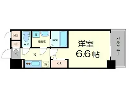 エスリード大阪梅田ウエスト(1K/4階)の間取り写真