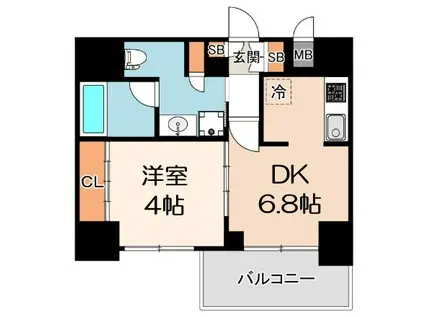 エスライズ難波Ⅲ(1DK/9階)の間取り写真