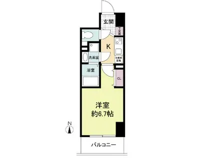 セレニテ心斎橋グランデ(1K/2階)の間取り写真