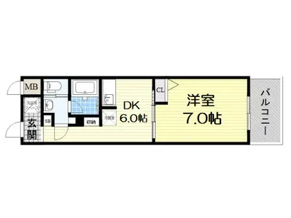 フェニックス日本橋高津(1DK/7階)の間取り写真