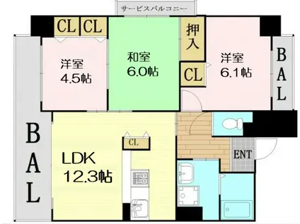 カサ・エスペラール(3LDK/5階)の間取り写真