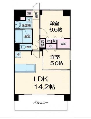 グランヴィラッセ北梅田(2LDK/2階)の間取り写真