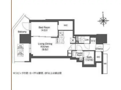 コンフォリア・リヴ本町ウエストQ(1LDK/8階)の間取り写真